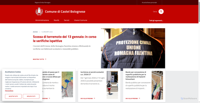 Security scan screenshot of https://www.comune.castelbolognese.ra.it/