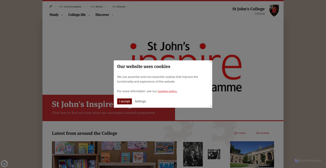 Security scan screenshot of https://www.sjc.ox.ac.uk/