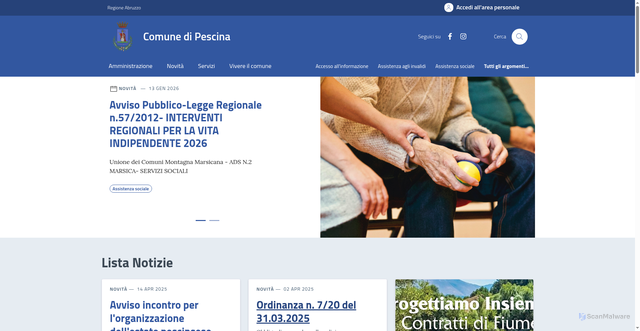 Security scan screenshot of https://comune.pescina.aq.it/