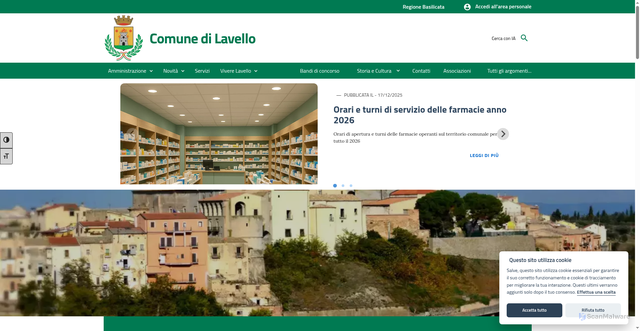 Security scan screenshot of https://www.comune.lavello.pz.it/
