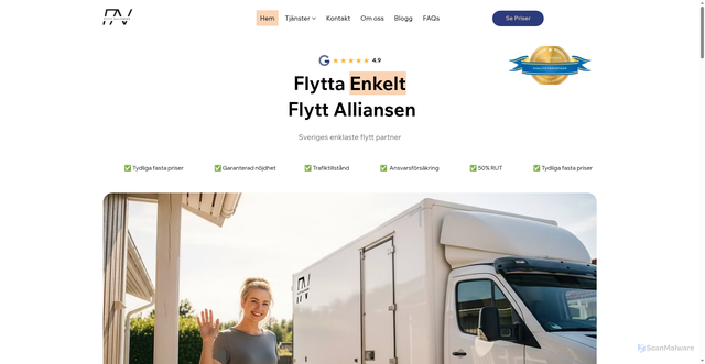 Security scan screenshot of https://flyttalliansen.se