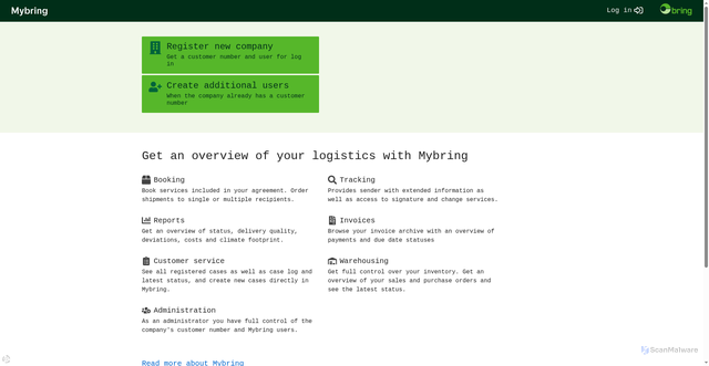 Security scan screenshot of https://www.mybring.com