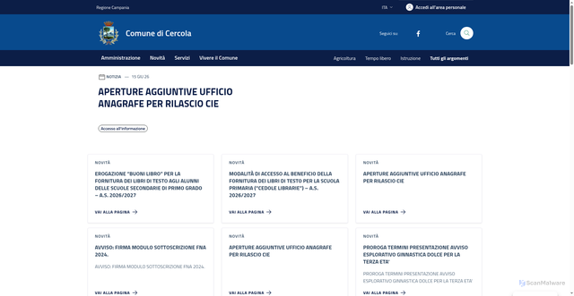 Security scan screenshot of https://www.comune.cercola.na.it