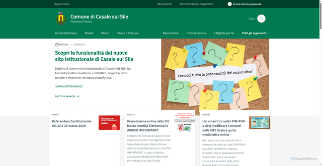 Security scan screenshot of https://www.comune.casalesulsile.tv.it/
