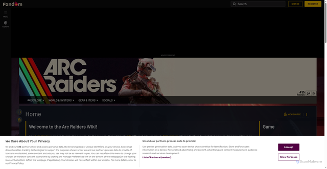 Security scan screenshot of https://arc-raiders.fandom.com/wiki/Arc_Raiders_Wiki