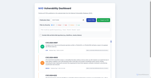 Security scan screenshot of http://cvewatch.pages.dev/
