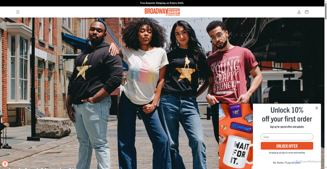 Security scan screenshot of https://www.broadwaymerchandiseshop.com