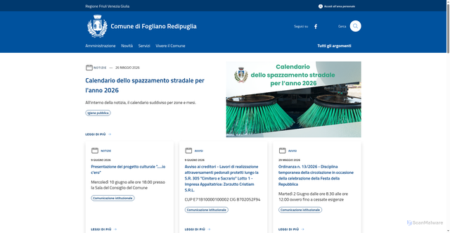 Security scan screenshot of https://www.comune.foglianoredipuglia.go.it
