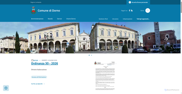 Security scan screenshot of https://www.comune.dorno.pv.it