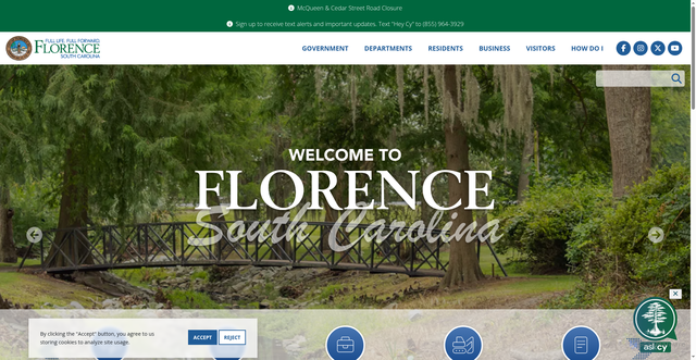 Security scan screenshot of https://www.cityofflorencesc.gov/