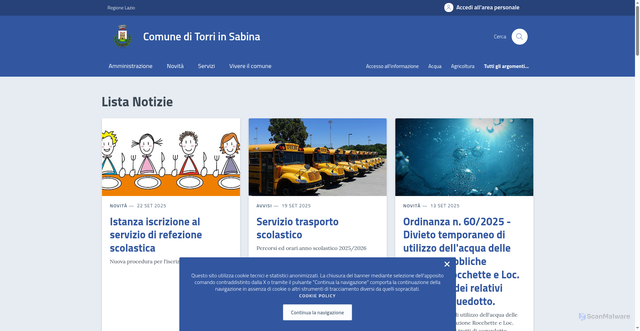 Security scan screenshot of https://comune.torriinsabina.ri.it/