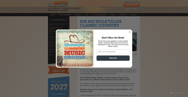 Security scan screenshot of https://countrymusiccruise.com/news/joe-nichols-talks-classic-country/