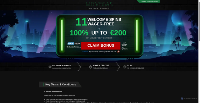 Security scan screenshot of https://promotions.mrvegas.com/