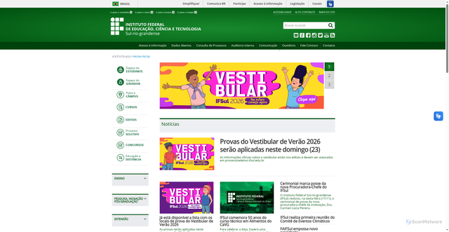 Security scan screenshot of http://www.ifsul.edu.br/