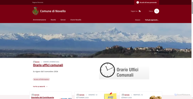 Security scan screenshot of https://www.comune.novello.cn.it/