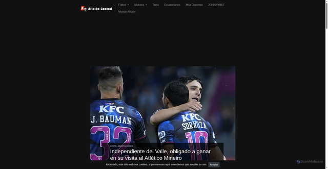 Security scan screenshot of https://www.aficioncentral.com/noticias/copa-libertadores/independiente-del-valle-obligado-a-ganar-en-su-visita-al-atletico-mineiro/26089/