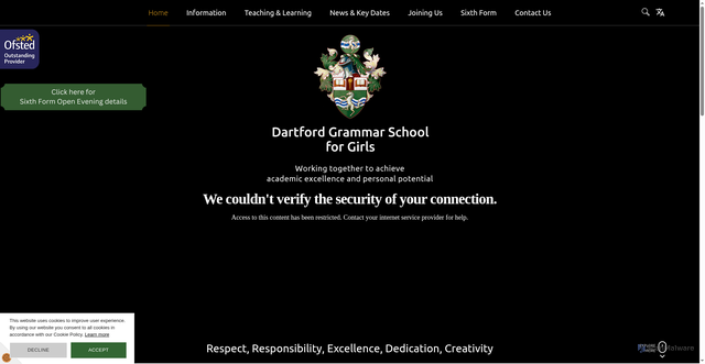 Security scan screenshot of https://www.dartfordgrammargirls.org.uk/