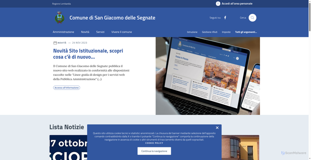 Security scan screenshot of https://www.comune.san-giacomo-delle-segnate.mn.it/