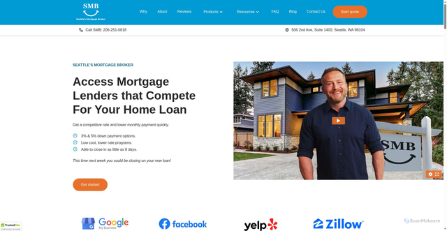 Security scan screenshot of https://www.seattlesmortgagebroker.com/