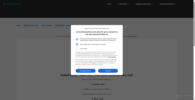 Security scan screenshot of https://www.currenttimeonline.com/dst/dst.do?tz=America%2FNew_York