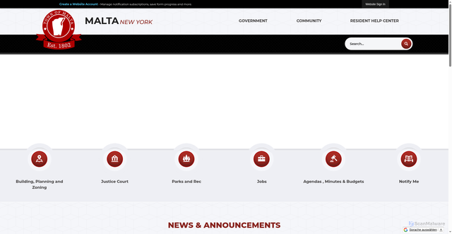 Security scan screenshot of https://townofmaltany.gov/