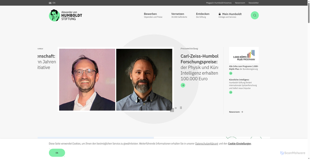 Security scan screenshot of https://www.humboldt-foundation.de/