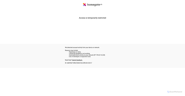 Security scan screenshot of https://homegate.ch