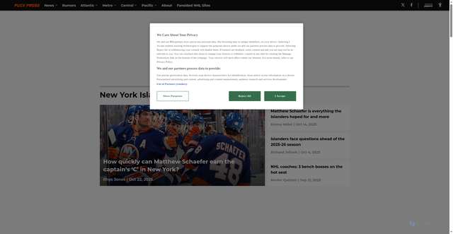 Security scan screenshot of https://puckprose.com/nhl-metropolitan-division/new-york-islanders/