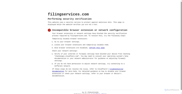 Security scan screenshot of https://myfilingservices.com