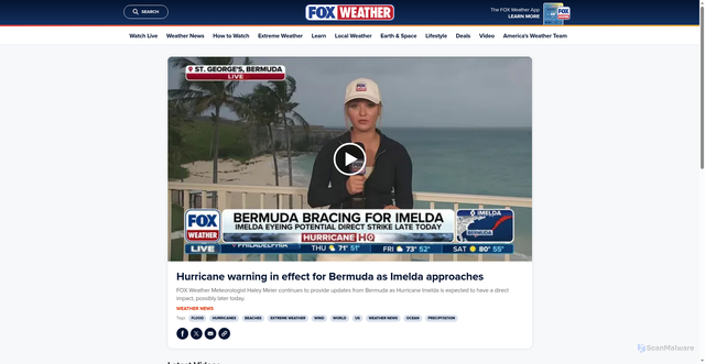 Security scan screenshot of https://www.foxweather.com/watch/fmc-ko6cgkauwit57hg2