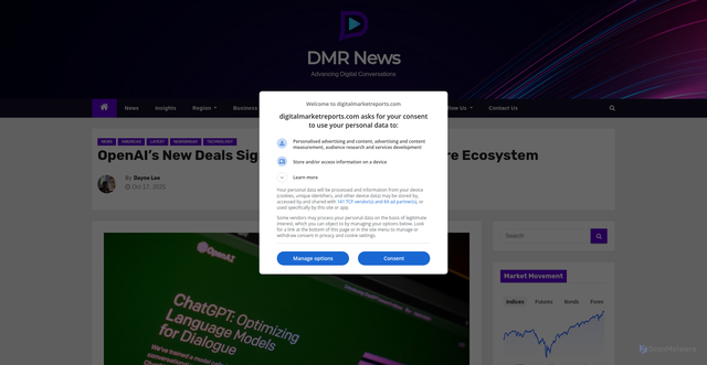 Security scan screenshot of https://newswav.com/article/openai-s-new-deals-signal-push-to-control-its-entire-ecosystem-A2510_7i6s9a