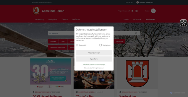 Security scan screenshot of https://www.gemeinde.terlan.bz.it/de