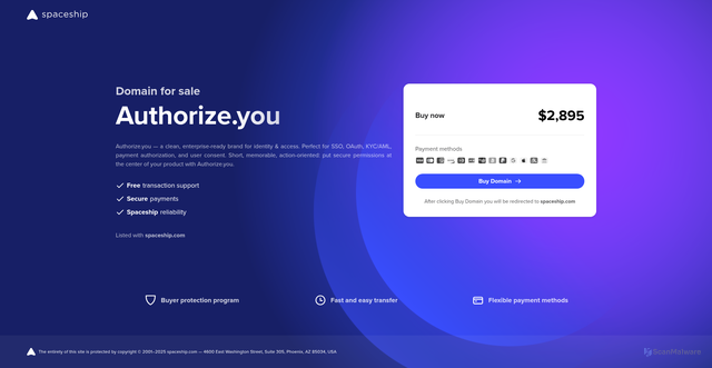 Security scan screenshot of https://authorize.you/?NiceTryScvmbagIvan