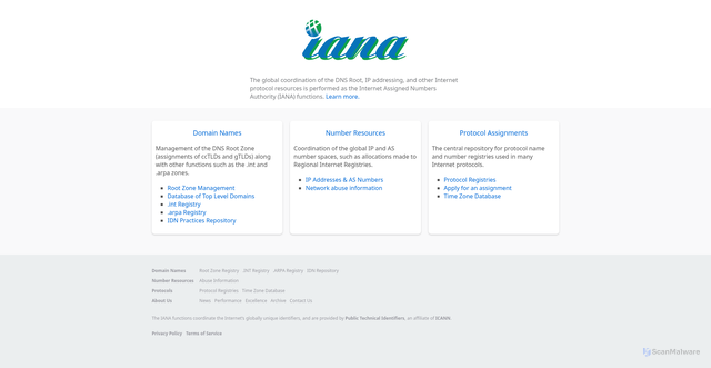 Security scan screenshot of https://iana.org