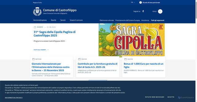 Security scan screenshot of https://www.comune.castrofilippo.ag.it/
