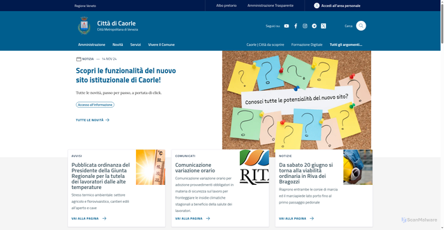 Security scan screenshot of https://www.comune.caorle.ve.it