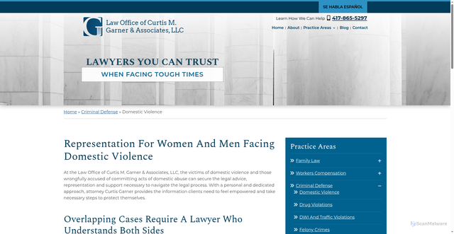 Security scan screenshot of https://www.cmgalaw.com/criminal-defense/domestic-violence/
