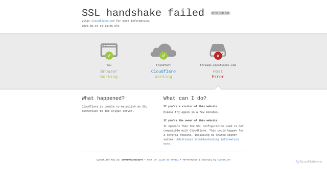 Security scan screenshot of https://threads.canofsocks.com