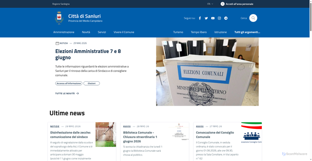 Security scan screenshot of https://www.comune.sanluri.su.it