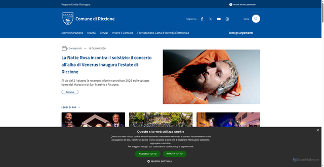 Security scan screenshot of https://www.comune.riccione.rn.it