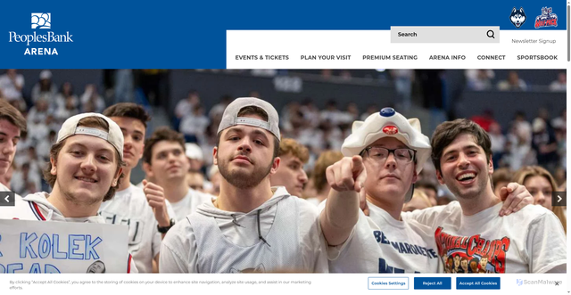 Security scan screenshot of https://www.peoplesbankarena.com/events/uconn-mens-basketball