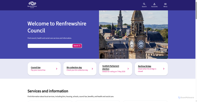 Security scan screenshot of https://www.renfrewshire.gov.uk/
