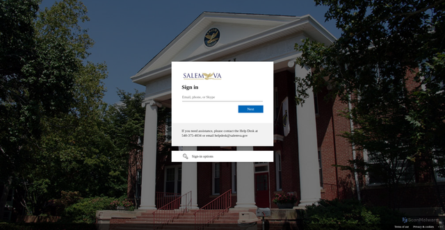 Security scan screenshot of https://cityofsalem-my.sharepoint.com