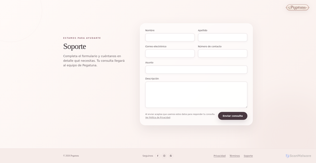 Security scan screenshot of https://pegatuna.com/mx/support/