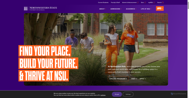 Security scan screenshot of https://www.nsula.edu/