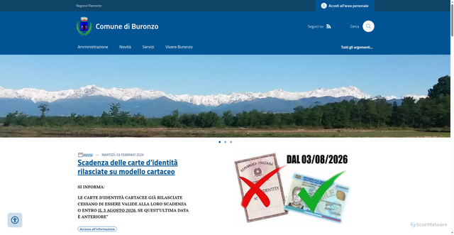 Security scan screenshot of https://www.comune.buronzo.vc.it