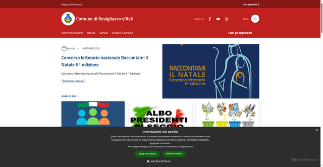 Security scan screenshot of https://www.comune.revigliasco.asti.it/it
