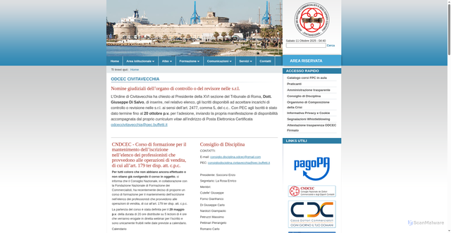 Security scan screenshot of https://www.odceccivitavecchia.it/