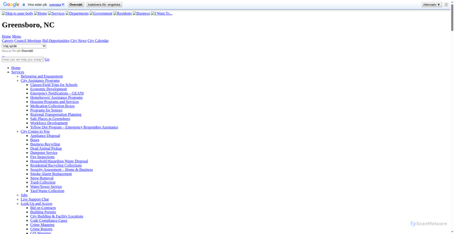 Security scan screenshot of https://www.greensboro-nc.gov/departments/parks-recreation/parks-gardens/david-caldwell-historic-park