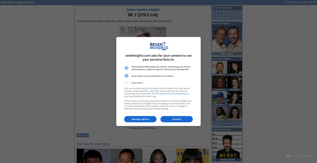 Security scan screenshot of https://www.celebheights.com/s/Jaden-Smith-5923.html